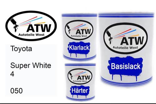 Toyota, Super White 4, 050: 1L Lackdose + 1L Klarlack + 500ml Härter - Set, von ATW Autoteile West.